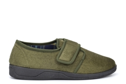 Sleepers Mens Tom Touch Fastening Slippers With Extra Comfort Memory Foam Insole Khaki