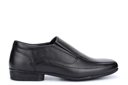 Roamers Boys Slip On Leather School Shoes With High Density Insole Black