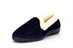 Snug Womens Fleece Collar Slip On Slippers Navy