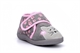 Girls Kitty Touch Fastening Slippers With Paw Print Upper Grey/Pink