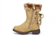 Girls Faux Fur Collar Mid Calf Cowboy Boots Beige