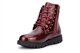 Girls Stud Detail Patent Ankle Boots With Lace And Zip Fastening Burgundy