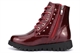 Girls Stud Detail Patent Ankle Boots With Lace And Zip Fastening Burgundy