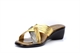 Boulevard Womens Cross Over Mule Sandals With Wedge Heels Bronze/Pewter/Gold