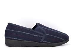 Sleepers Mens Steve Twin Gusset Carpet Slippers Navy