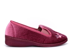 Sleepers Womens Gina Embroidered Full Gusset Memory Foam Slippers Heather