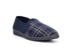 Zedzzz Mens Harley Check Textile Twin Gusset Slip On Slippers Navy Blue
