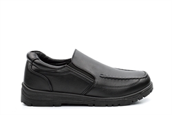 Boys Slip On School Shoes With Padded Collar And Stitching Detail Black