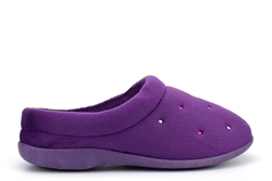 Sleepers Womens Charley Memory Foam Cuff Mule Slippers Purple