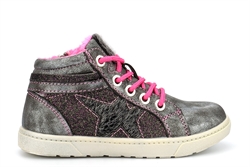 Funky Girls Star High Top Glitter Trainers Silver