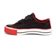 Boys Touch Fastening Canvas Pumps Black/Red