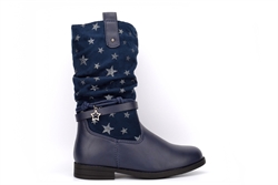 Blue Queen Girls Lightweight Star Mid Calf Boots Navy