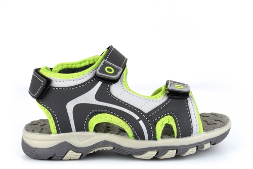 Chatterbox Boys Kai Three Strap Touch Fastening Lightweight Sandals Grey/Lime