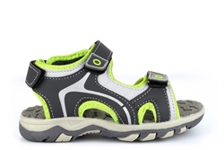 Chatterbox Boys Kai Three Strap Touch Fastening Lightweight Sandals Grey/Lime
