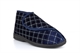 Zedzzz Mens Bertie Touch Fastening Washable Bootee Slippers With Rubber Sole Navy Blue Check