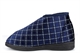 Zedzzz Mens Bertie Touch Fastening Washable Bootee Slippers With Rubber Sole Navy Blue Check