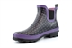 StormWells Womens Waterproof Ankle Wellington Boots With Textile Lining And Rubber Sole Purple/Black