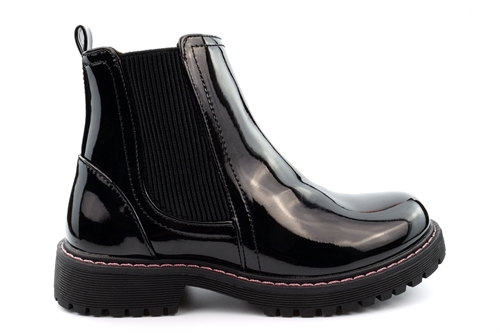 Cipriata Girls Adele Zip Fastening Ankle Boots Patent Black