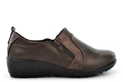 Boulevard Womens Twin Zip Lightweight Casual Shoes With Low Wedge Heel Taupe