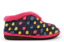 Sleepers Womens Tilly Knitted Textile Lightweight Bootee Slippers With Fleecy Thermal Lining Fuchsia