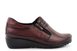 Mod Comfys Womens Casual Leather Ankle Boots With Rubber Sole And Leather Insole Burgundy