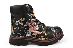 Cipriata Girls Sonia Floral Print Zip Up Fashion Ankle Boots Black