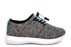 Girls Lightweight Stretchy Trainers With Elasticated Adjustable Lace Grey/Mint