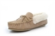 Mokkers Womens Emily Real Suede Moccasin Slippers With Wool Mix Warm Lining And Outdoor Sole Stone