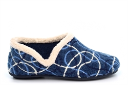 Sleepers Womens Karen Knitted Slip On Slippers With Ergonomic Padded Insole Blue
