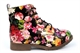 Girls Floral Print Zip Up Fashion Ankle Boots Black
