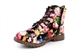 Girls Floral Print Zip Up Fashion Ankle Boots Black