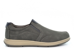 Scimitar Mens Twin Gusset Slip On Casual Shoes With Faux Leather Patch Detail Grey