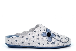 Sleepers Womens Maisie Flower Print Mule Slippers With Padded Comfort Insole Grey