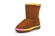 Girls Sugar Faux Fur Lined Chestnut Rainbow Trim Pull On Calf Boots Brown