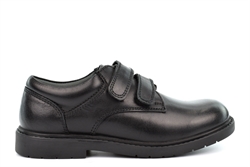Roamers Boys Real Leather Twin Touch Fastening Memory Foam School Shoes With Superflex Sole
