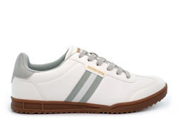 Lambretta Mens Tackle Memory Foam Low Top Lace Casual Shoes White/Grey