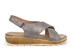 Cipriata Womens Flora Crossover Slingback Touch Fastening Wedge Sandals Pewter