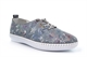 Mod Comfys Womens Leather Elasticated Lace Slip On Shoes With Comfort Insole Blue Flower Print