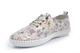 Mod Comfys Womens Leather Elasticated Lace Slip On Shoes With Comfort Insole Grey Flower Print