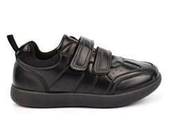 Urban Zone Boys Double Strap Touch Fastening School Shoes With Padded Collar and Tongue Black