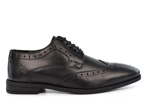 Roamers Mens Brogue Gibson Formal Leather Shoes Black