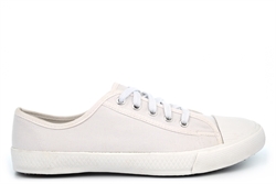 Dek Mens Latha Low Top Canvas Shoes/Pumps/Plimsolls With Natural Rubber Sole All White