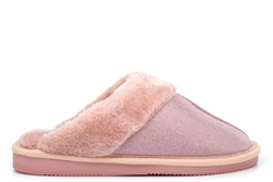 Sleepers Girls Juliet Faux Fur Lined Sparkle Glitter Mule Slippers Pink