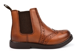 Roamers Boys Brogue Leather Boots/Chelsea Boots/Ankle Boots Tan