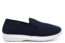 Scimitar Mens Slip On Denim Textile Comfort Canvas Shoes Navy Blue