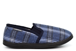 Dunlop Mens Martyn Twin Gusset Slip On Thermal Carpet Slippers With Warm Fleecy Lining Navy