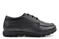Roamers Girls Lace Up Leather School Shoes With Rugged Outsole Black
