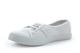 Dek Womens/Girls Low Cut Canvas Shoes/Slip On Pumps With Elastic Lace All White