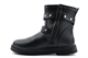 Girls Biker Boots/Ankle Boots With Inside Zip Fastening And Buckle Detail Black