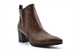Womens Faux Leather Ankle Boots With Side Zip Fastening And Mid Block Heel Brown
